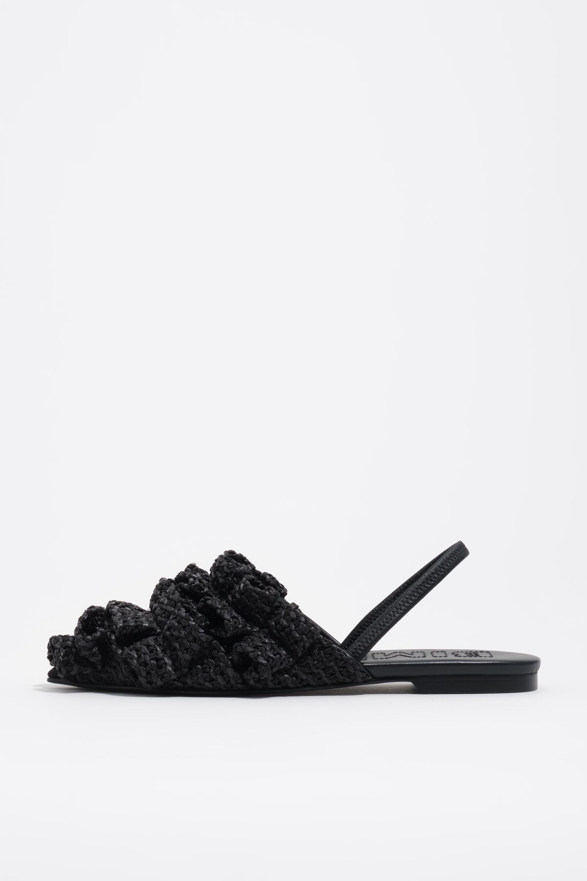Black raffia pointed slingback ballerina