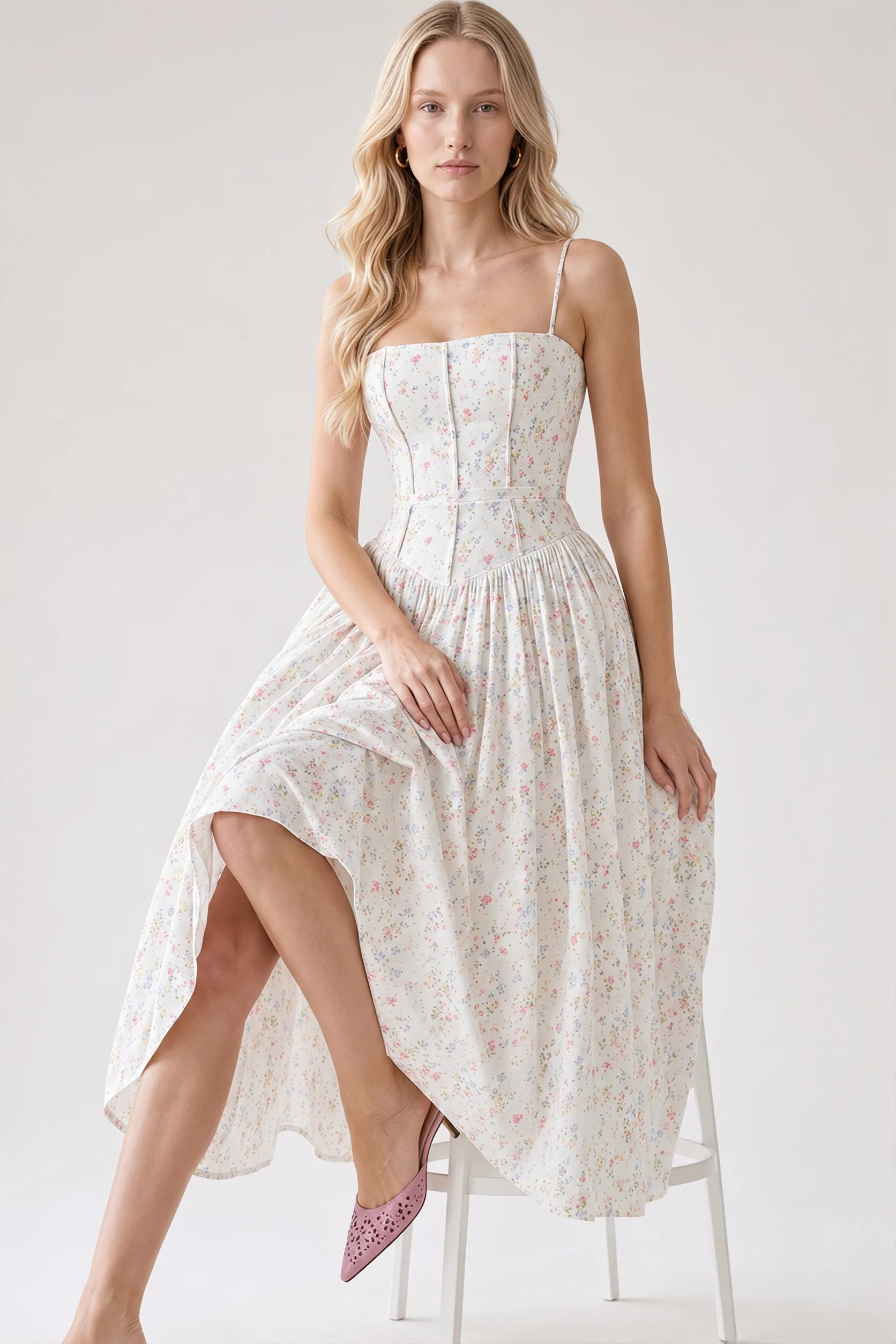 Floral Print Cami Slim Fit Maxi Dress