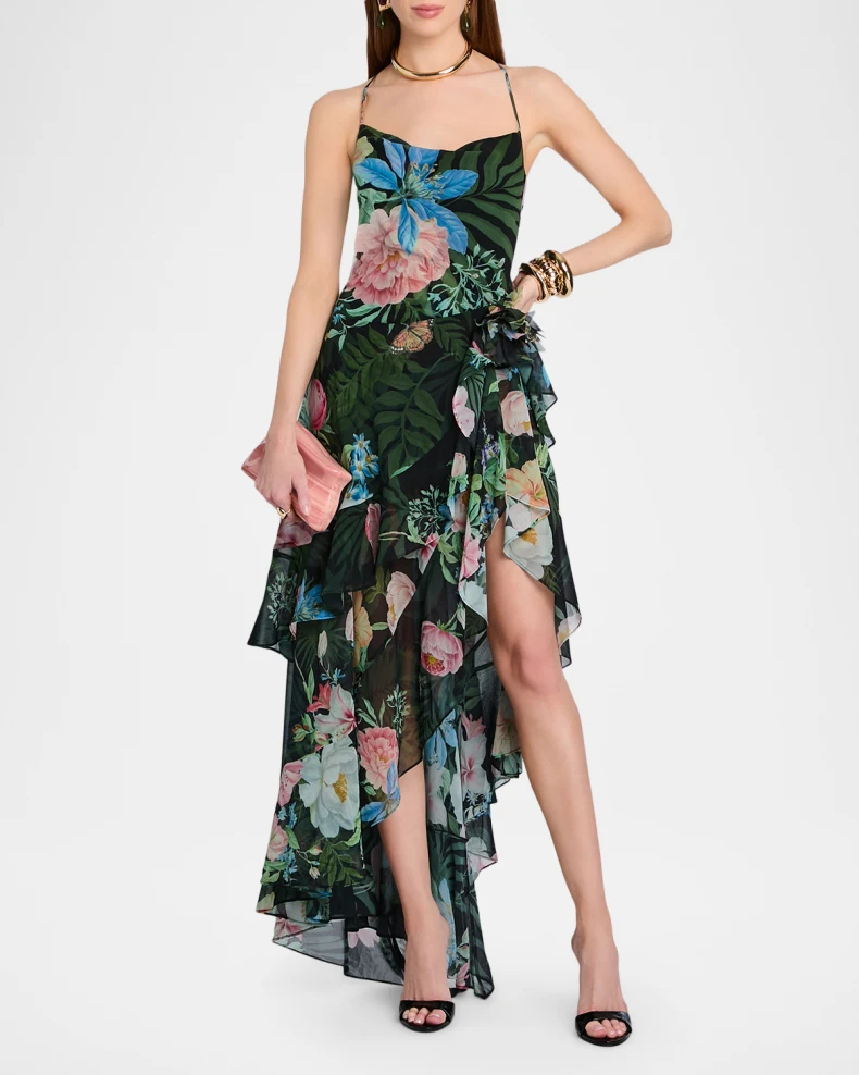 Samara Ruffled Silk Chiffon Dress