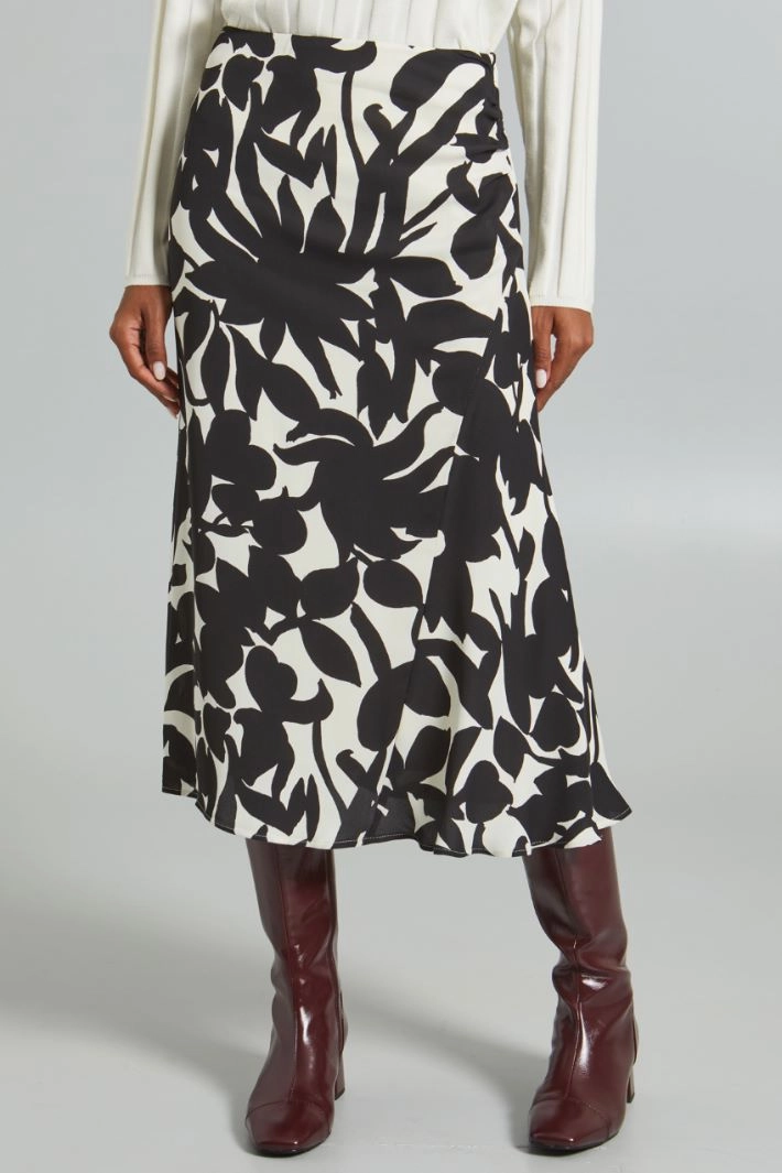 Viscose skirt - BLACK WHITE