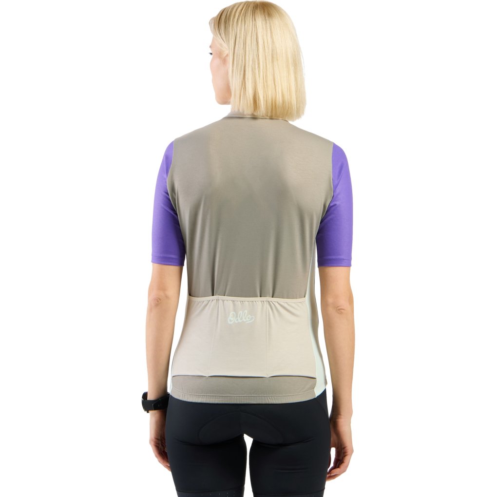 Odlo Essentials Heritage Print Full-Zip Cycling Jersey Women - agate gray