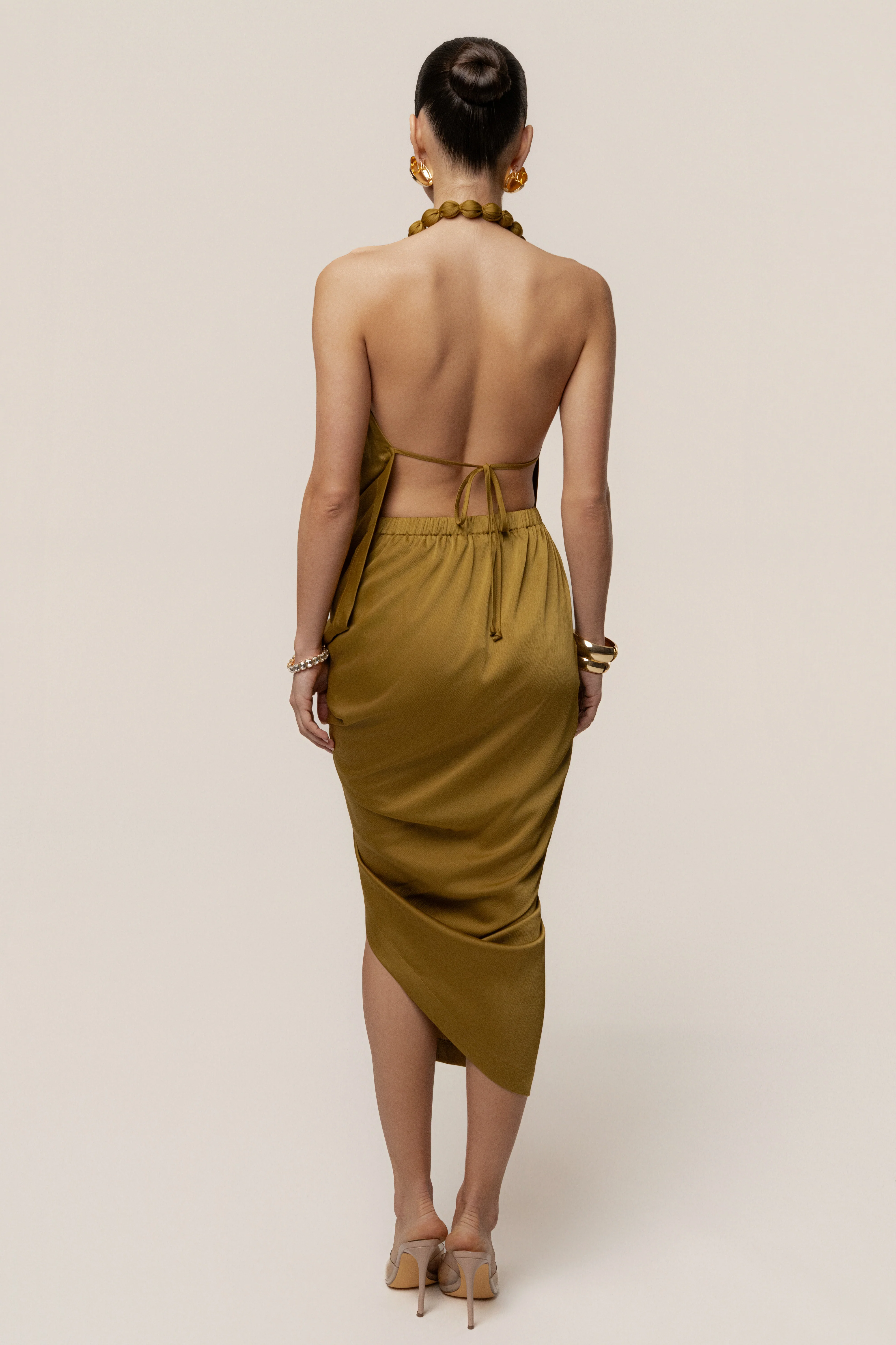 Lime Dolce Drape Dress