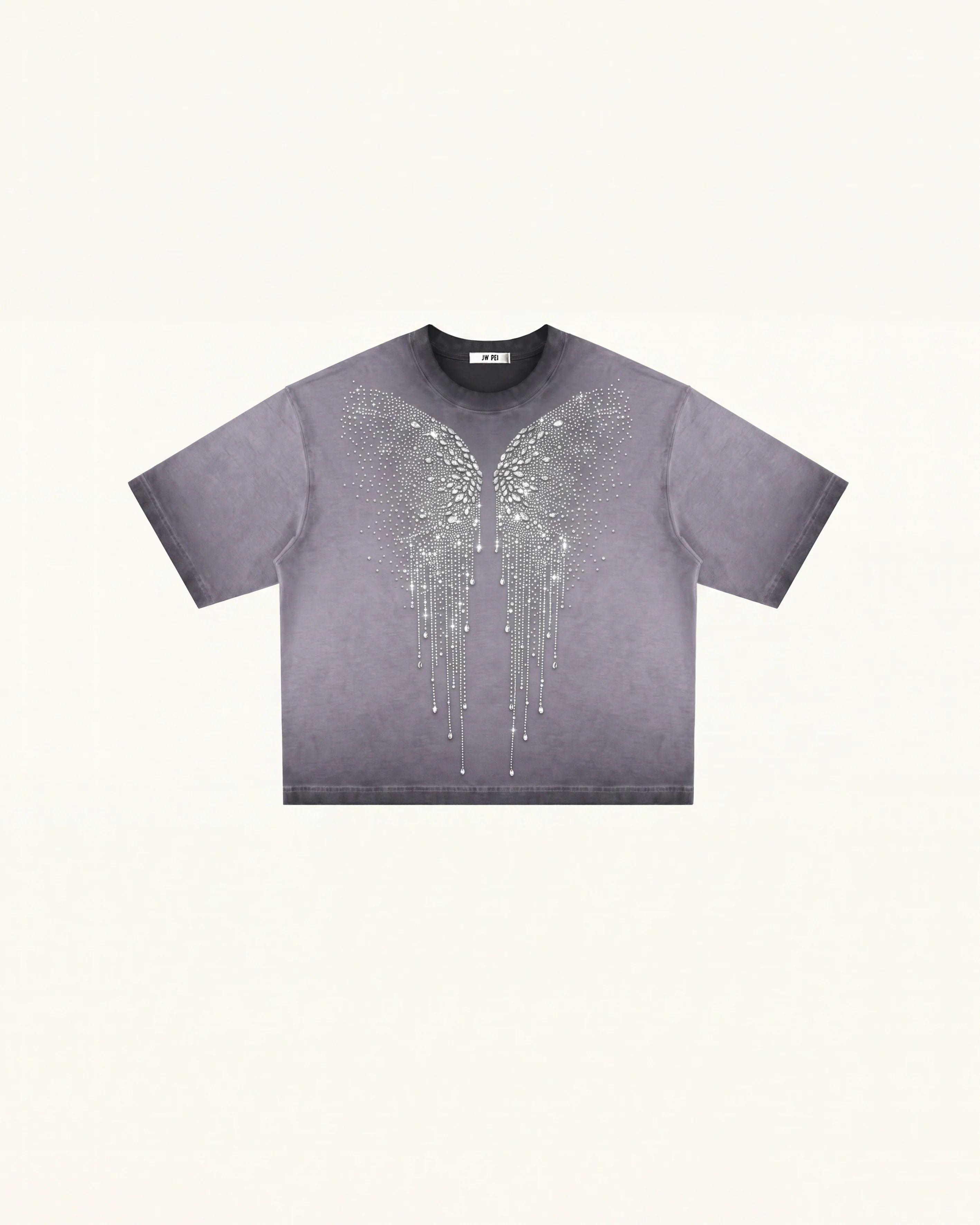 The Angelic Dripping Crystal Wings Tee - Smoke Purple