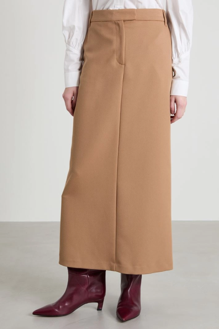Cavalry twill column skirt - BEIGE