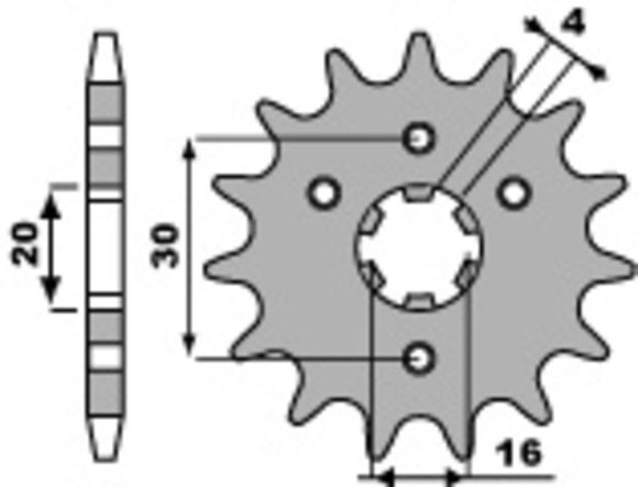 PBR steel standard output shaft sprocket 517 - 428Ref: Pbr00908A / 1077729003