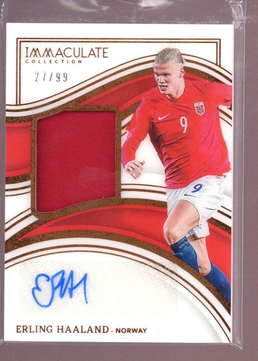 2023-24 Panini Immaculate Erling Haaland Jersey Auto 27/99 Norway