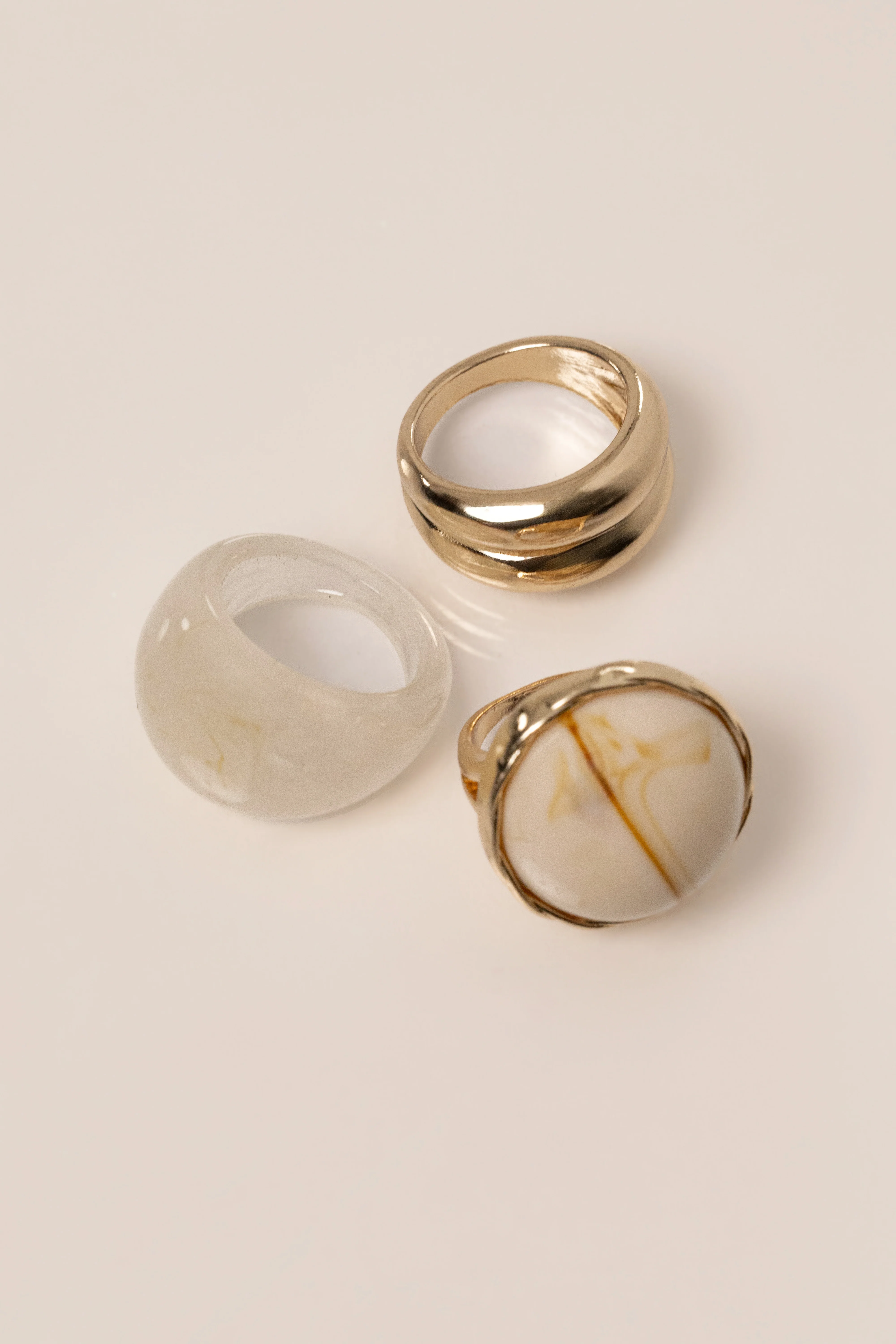 Gold Elaine Marbled Ring Set