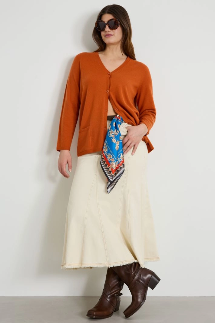 Cotton bull denim skirt - IVORY