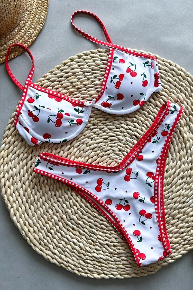 Sweet Cherry Push Up Bikini Set