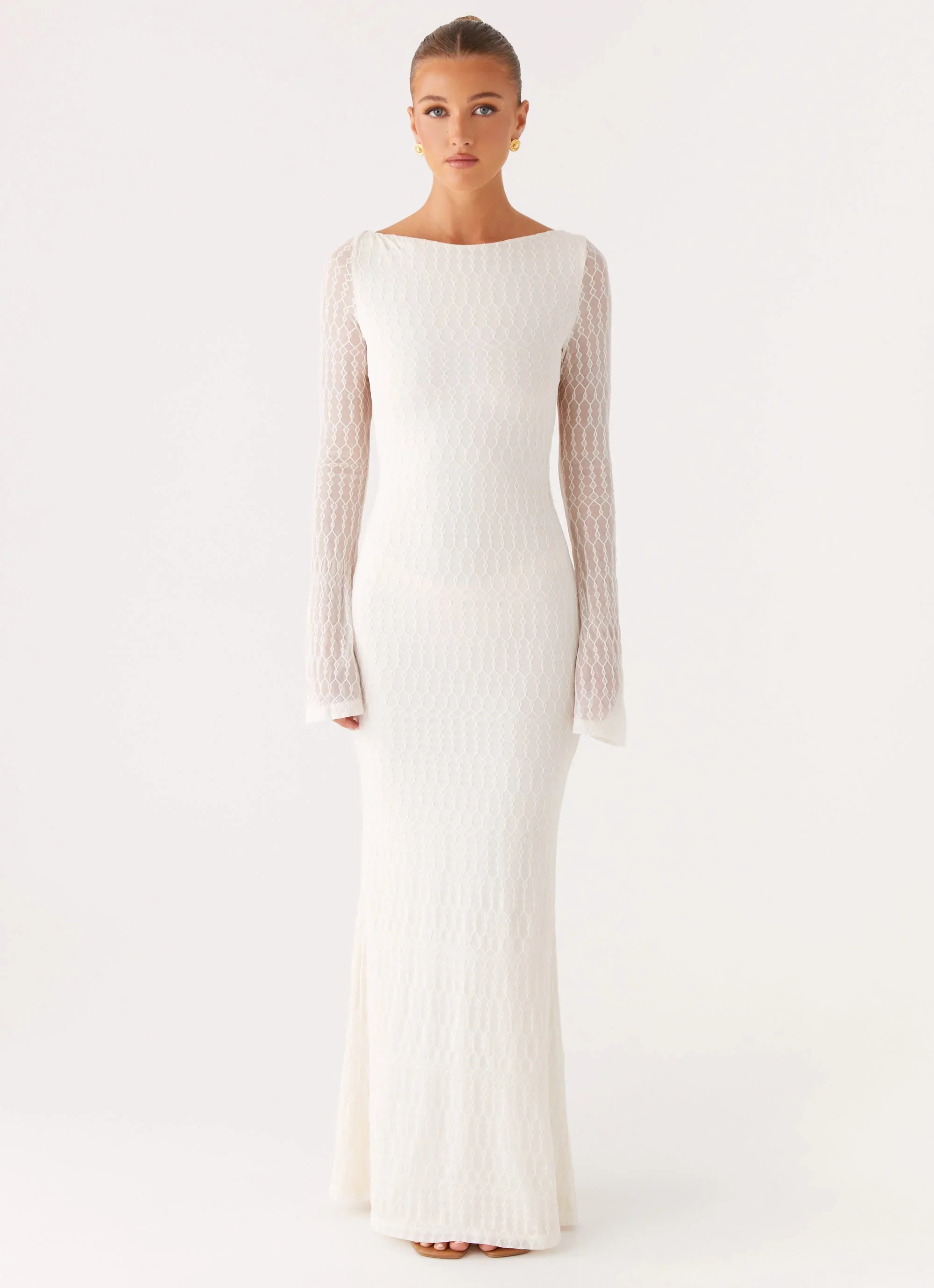 Ethereal Long Sleeve Maxi Dress - Ivory