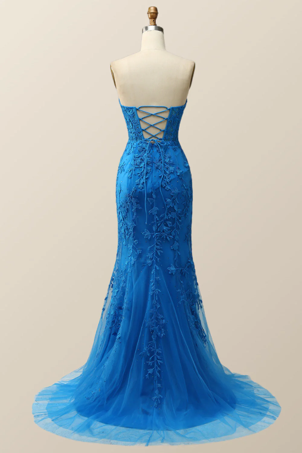 Sweetheart Blue Lace Mermaid Dress
