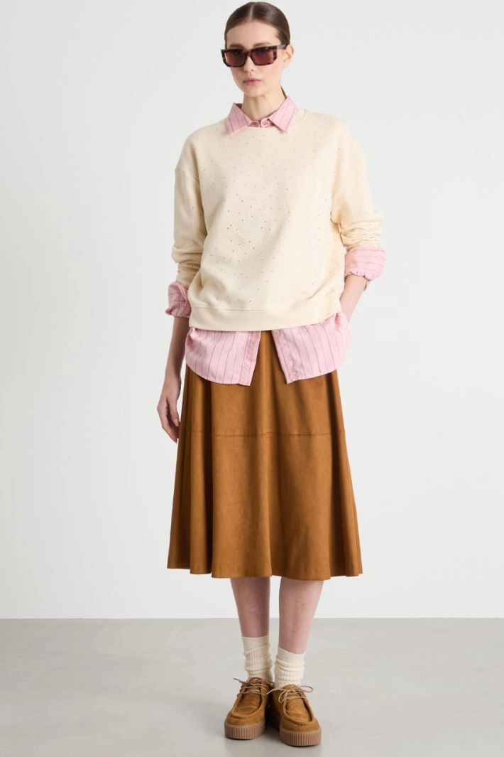 Rhinestone-embellished sweatshirt - IVORY