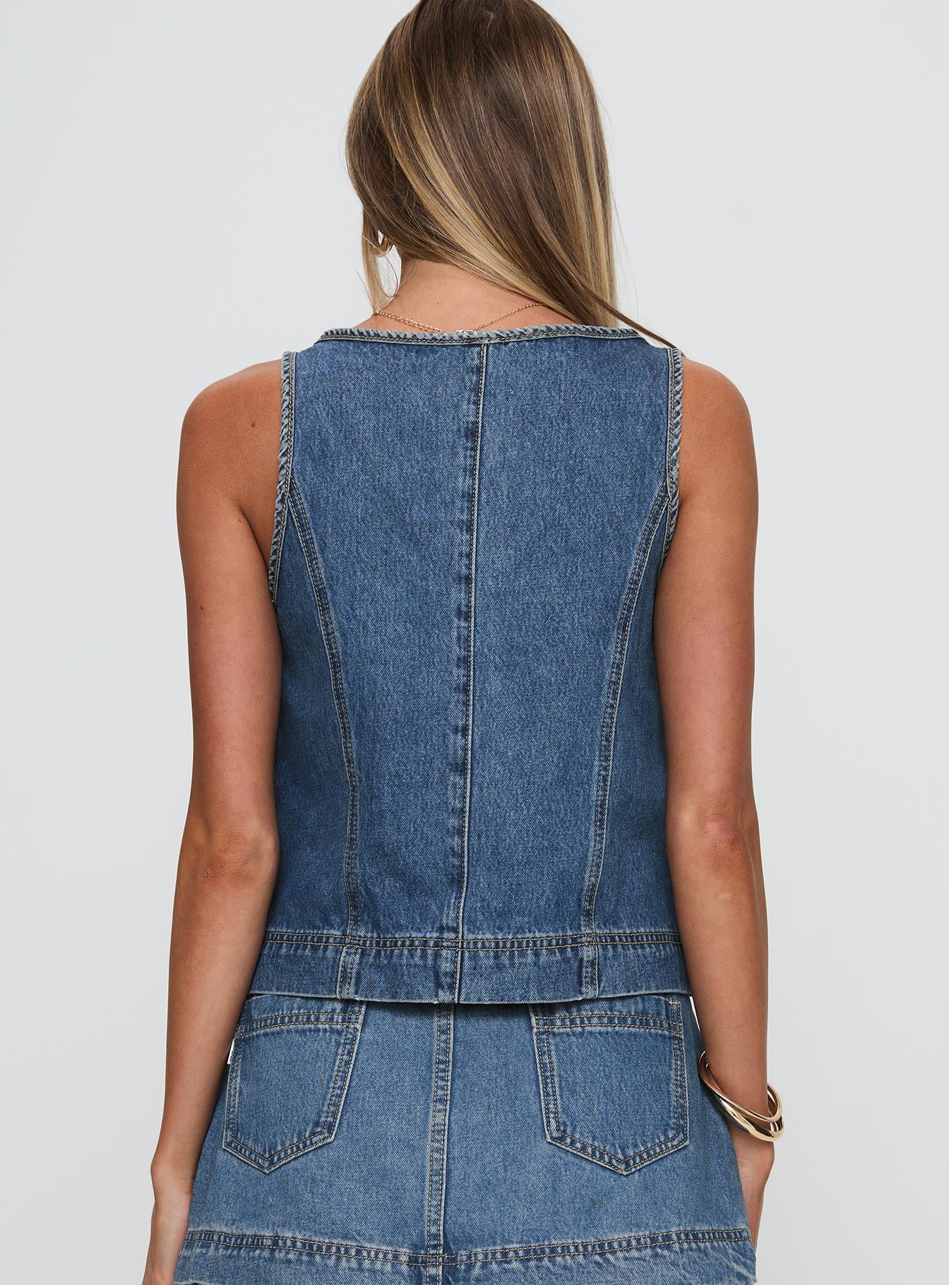 Stefenie Denim Tie Top Mid Wash
