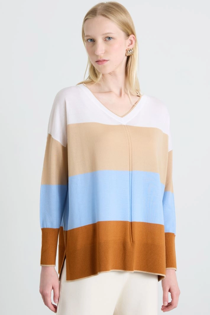Wool sweater - CAMEL WHITE LIGHT BLUE