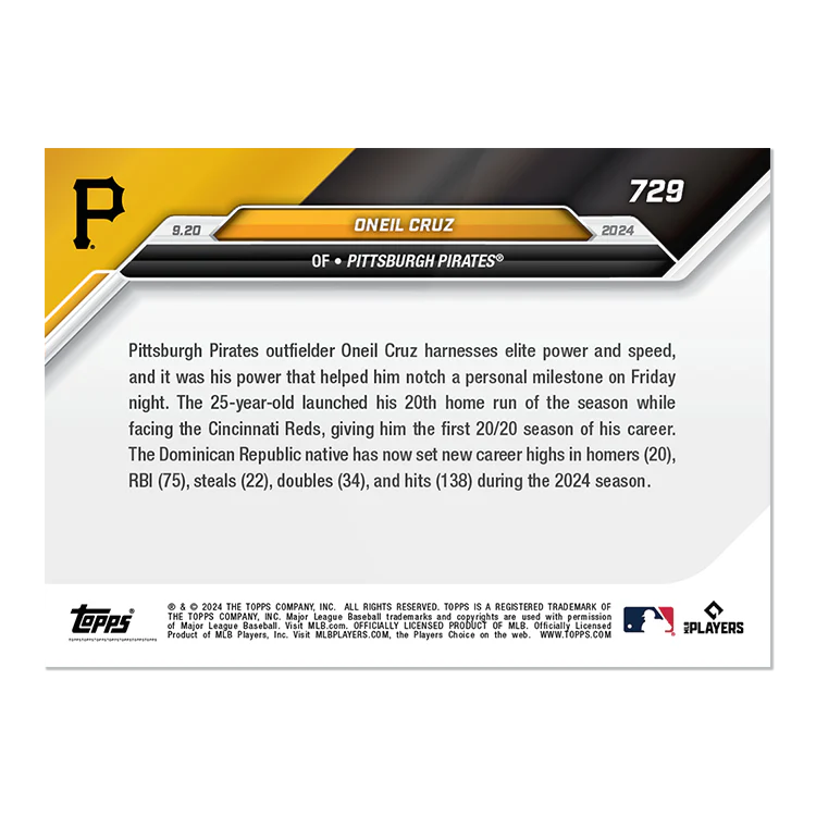 Oneil Cruz - 2024 MLB TOPPS NOW® Card 729