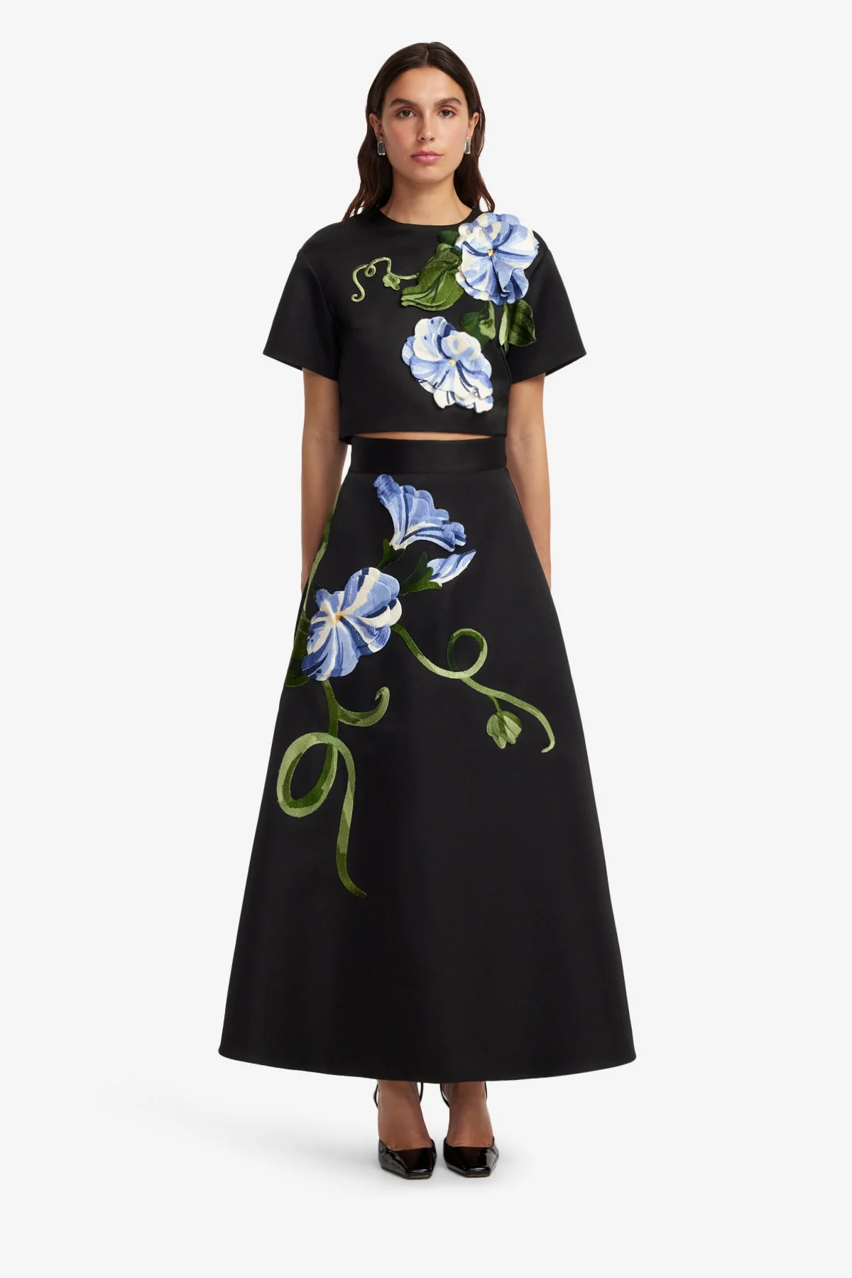 Rafaela Maxi Skirt - Vine Print in Ebony