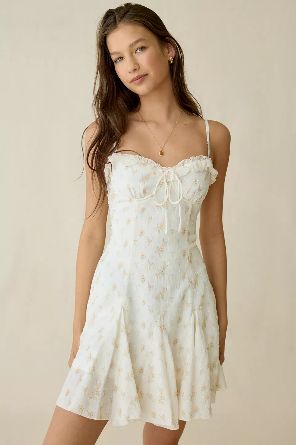 Kiss The Sky Lucie Floral Fit-And-Flare Corset Mini Dress