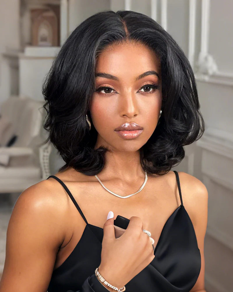 Ophirawig 6x5 invisible knots Glueless Loose Wave Bob Wig Pre-cut Lace Natural Black Beginner Friendly