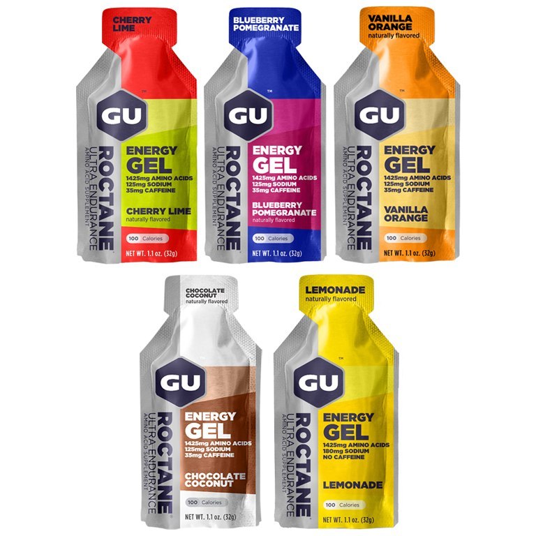 GU Roctane Energy Gel with Carbohydrates - Mixed Box - 24x32g