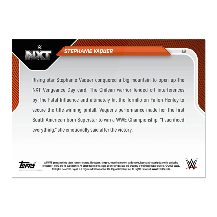 Stephanie Vaquer - 2025 WWE Topps NOW® Card 19