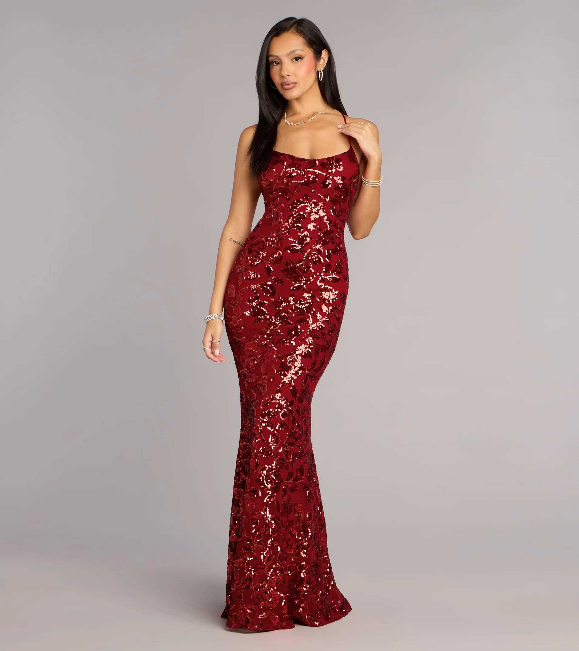 Betty Sequin Strappy Mermaid Formal Dress