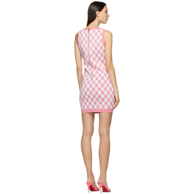 Pink and White Gingham Jacquard Dress