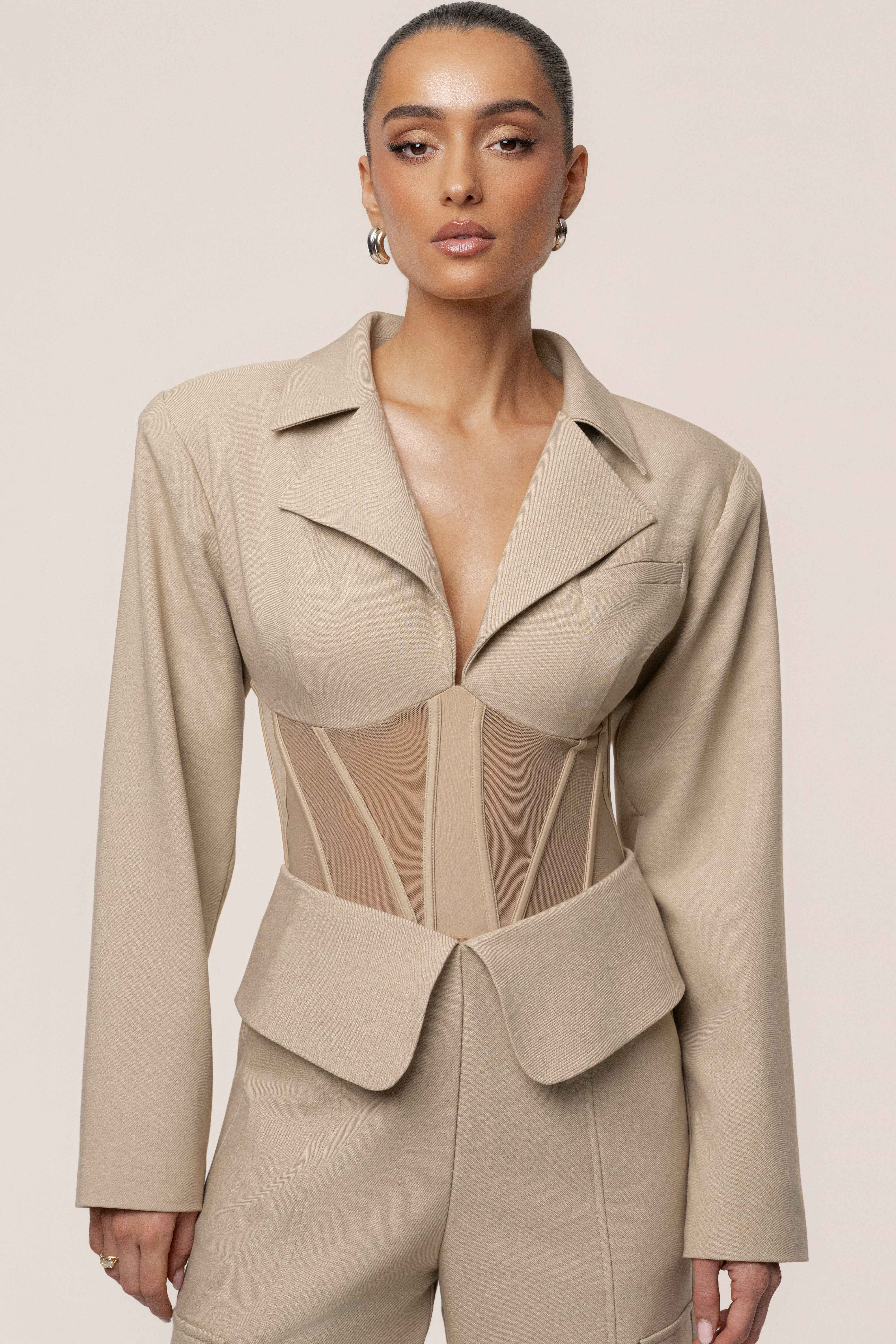 Stone Downtown Blazer Bodysuit