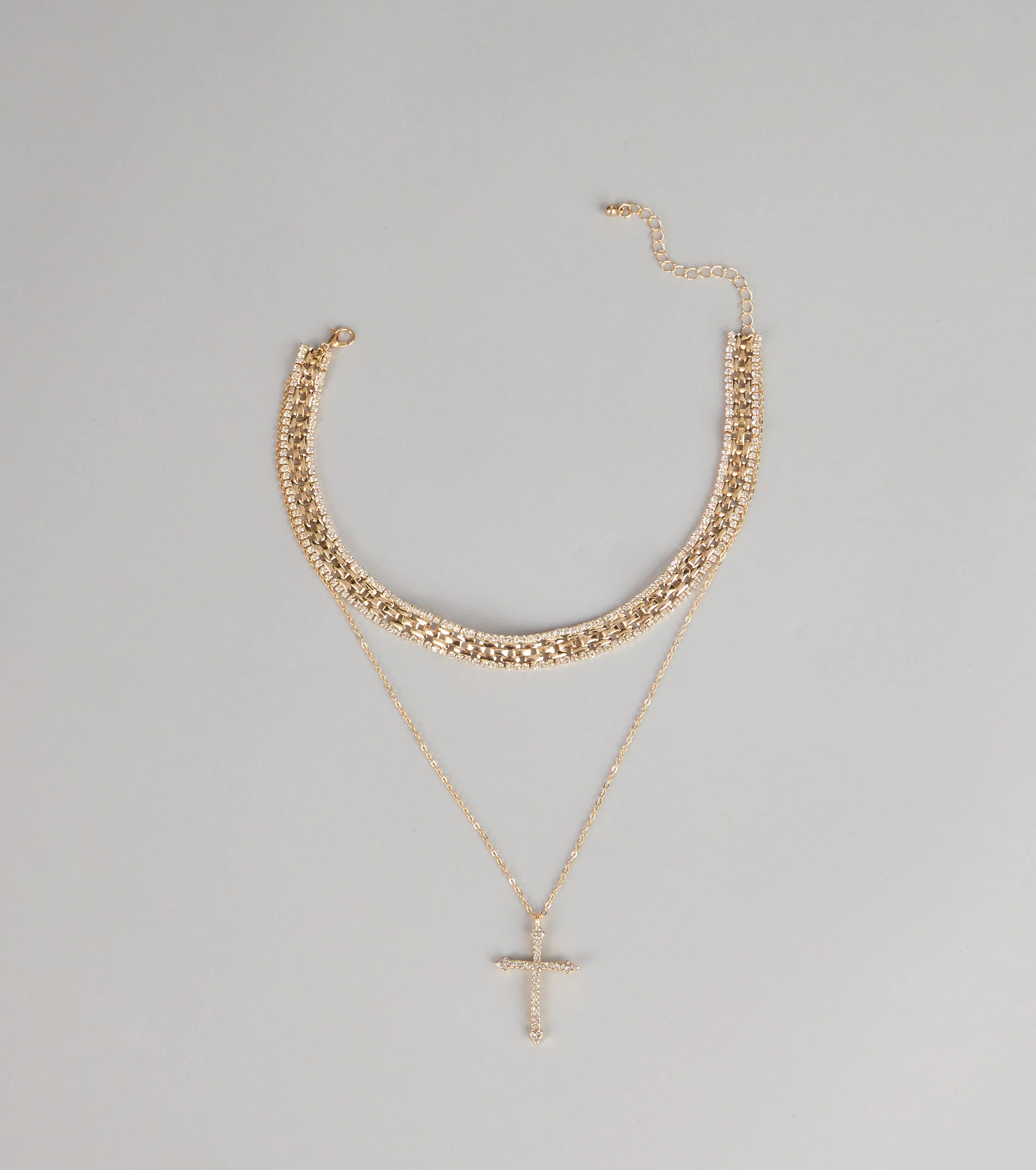 Statement Balance Layered Cross Necklace