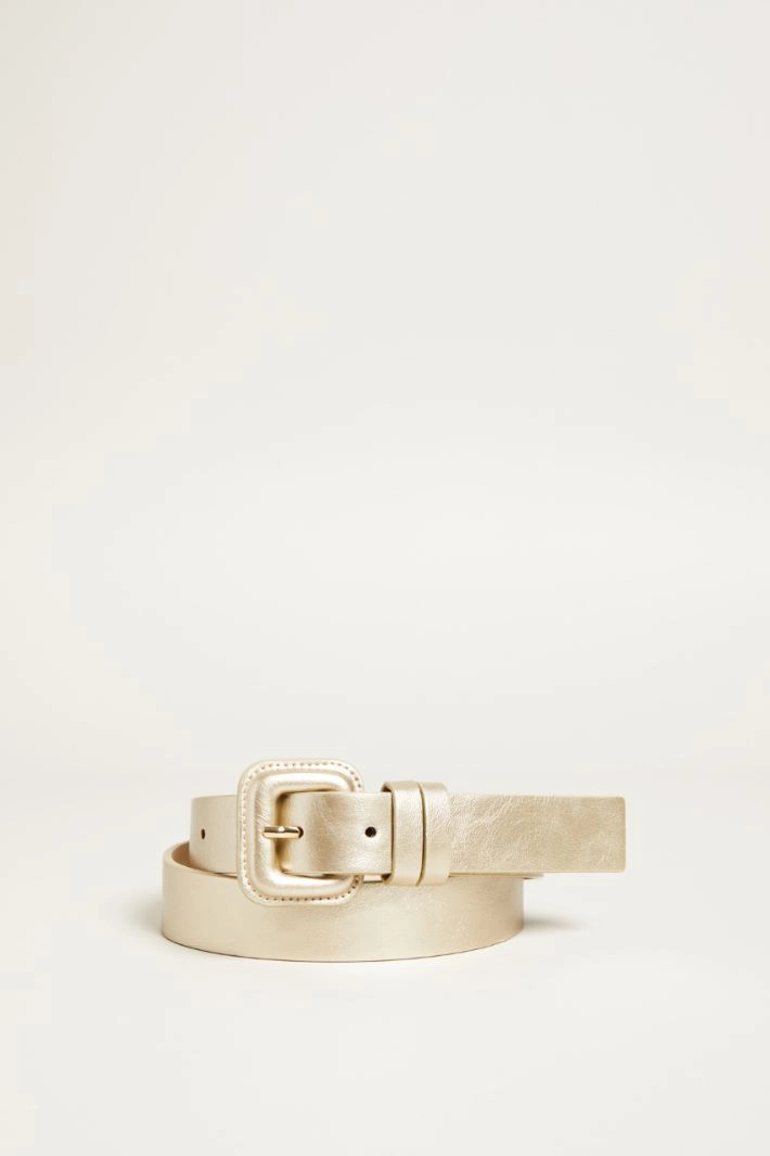 Belt with covered buckle - LAMINATED GOLD