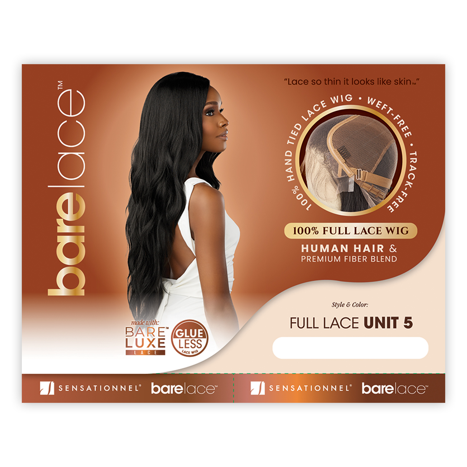 Sensationnel Human Hair Blend Lace Front Wig BareLace Glueless Full Lace Unit 5