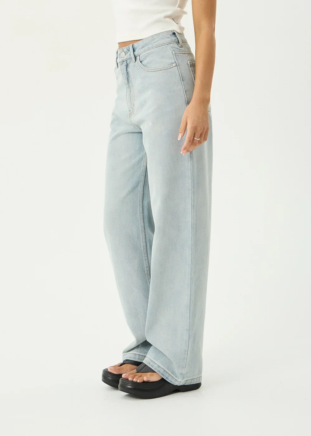 AFENDS Womens Bella - Denim Wide Leg Jean - Stone Blue