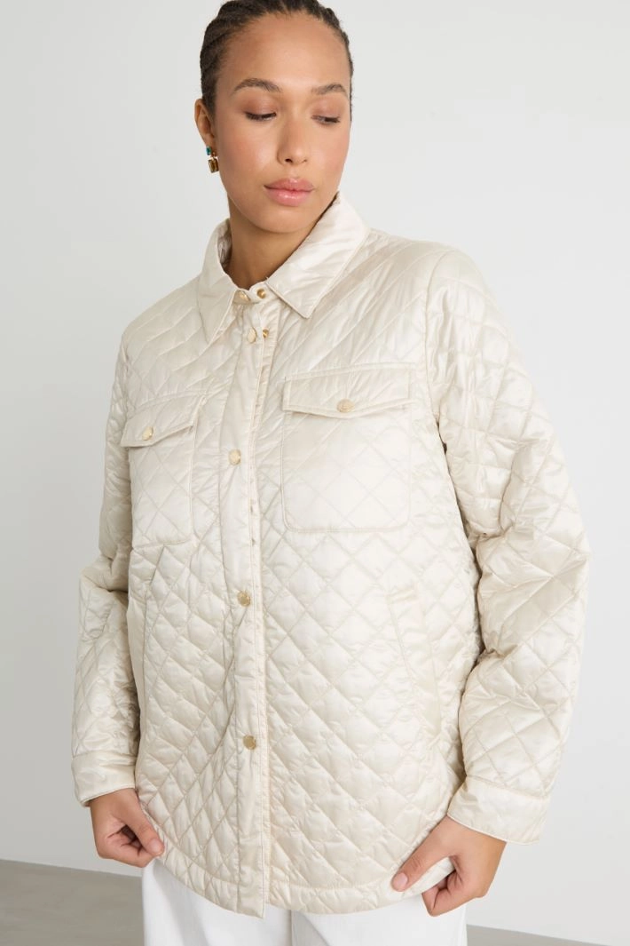 Padded jacket in water-repellent iridescent canvas - WHITE