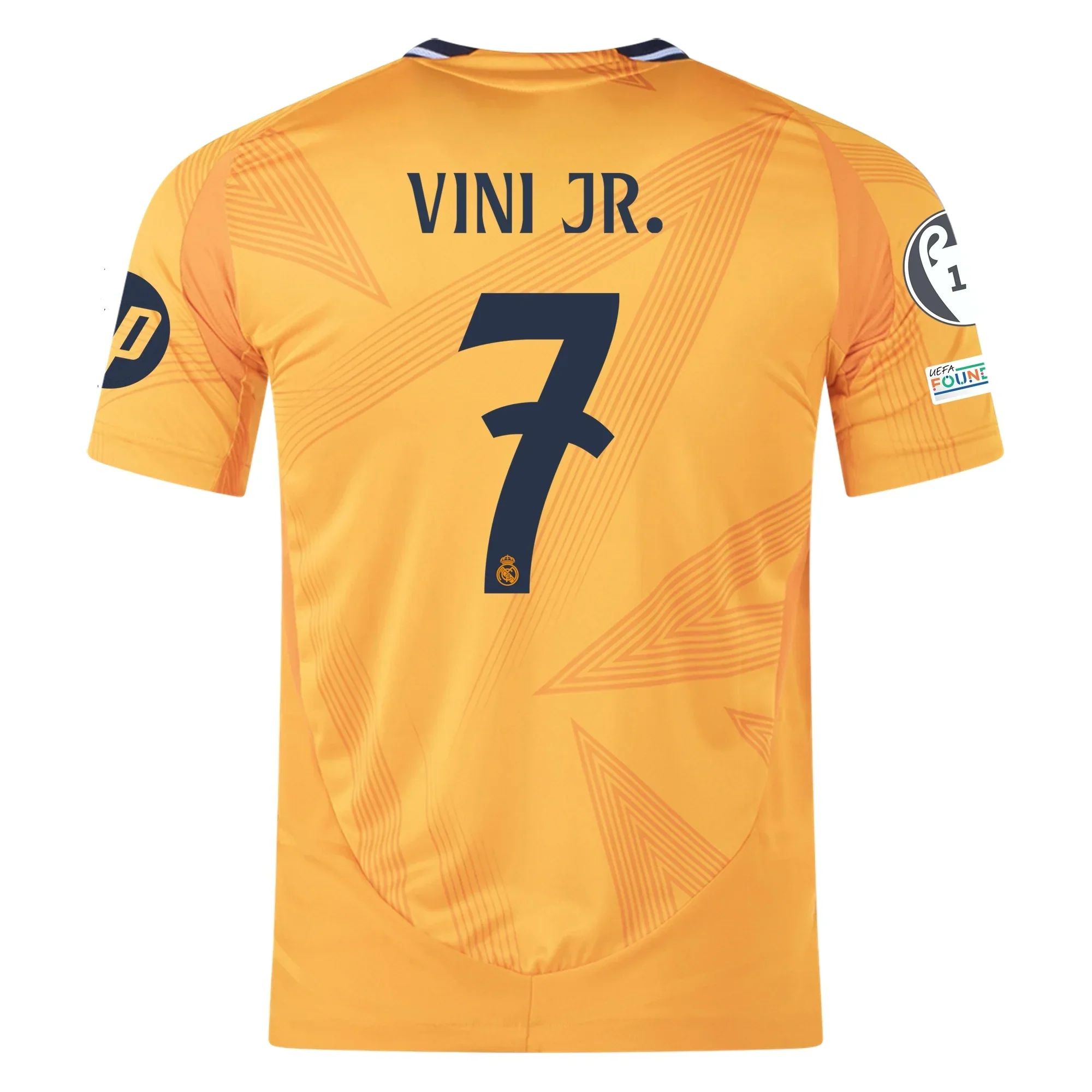 Real Madrid Authentic Vini Jr. Away Jersey w/ Champions League Patches 24/25 (Crew Orange)