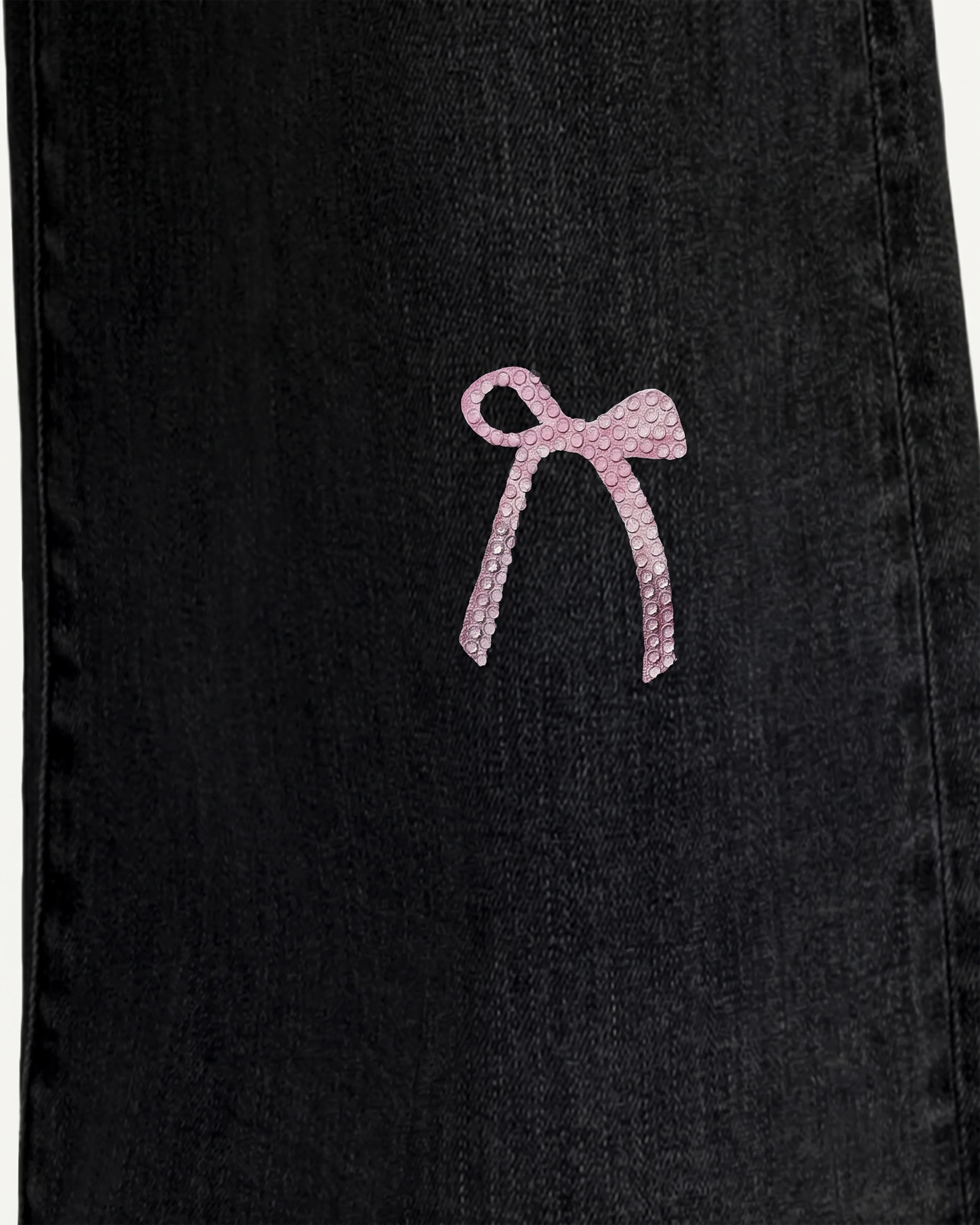 The Rebel Pink Ribbon Split Fray Jeans  - Black