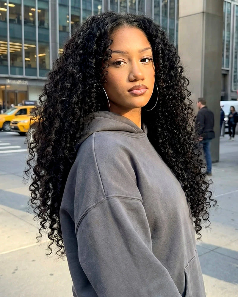 Ophirawig 13x6 Three-Go? Glueless Wig Burmese Curly Natural Black With Drawstring