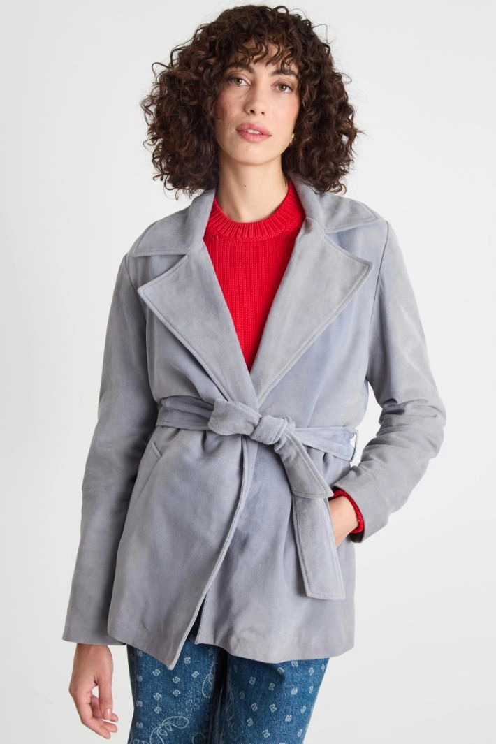 Belted jacket - LIGHT BLUE