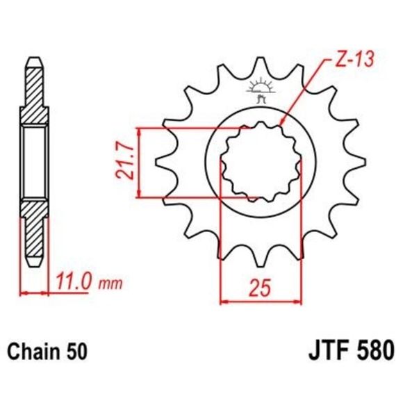 JT. Anti-Noise Steel Output Sprocket 580-530Ref: Jtc01751A / 1074290002