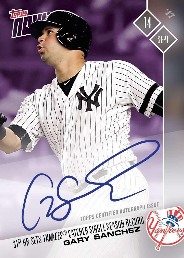 On-Card Autograph # to 25 - Gary Sanchez Yankees Catcher Single Season Record - TOPPS NOW®
