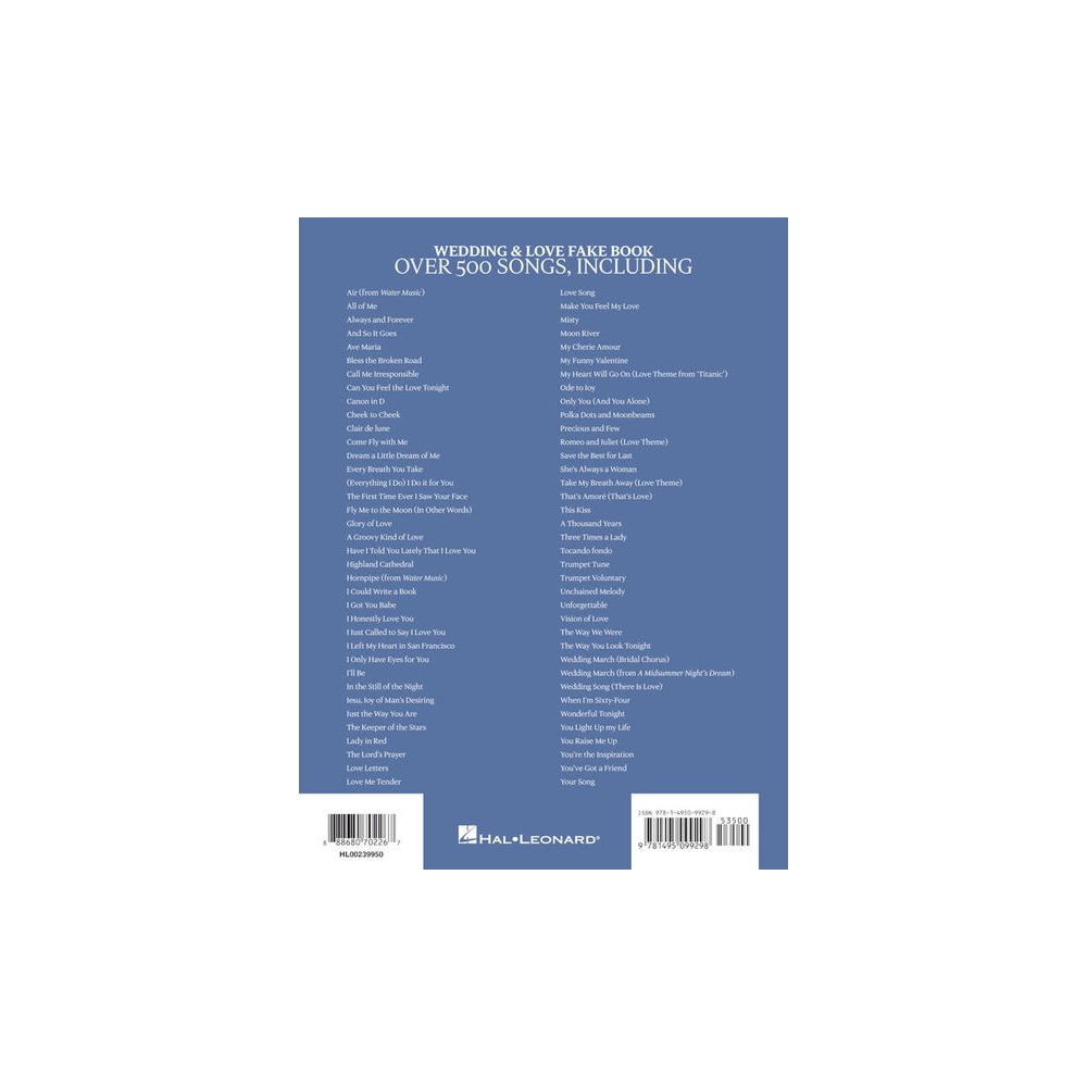 Hal Leonard Wedding & Love Fake Book – Thomann Ireland