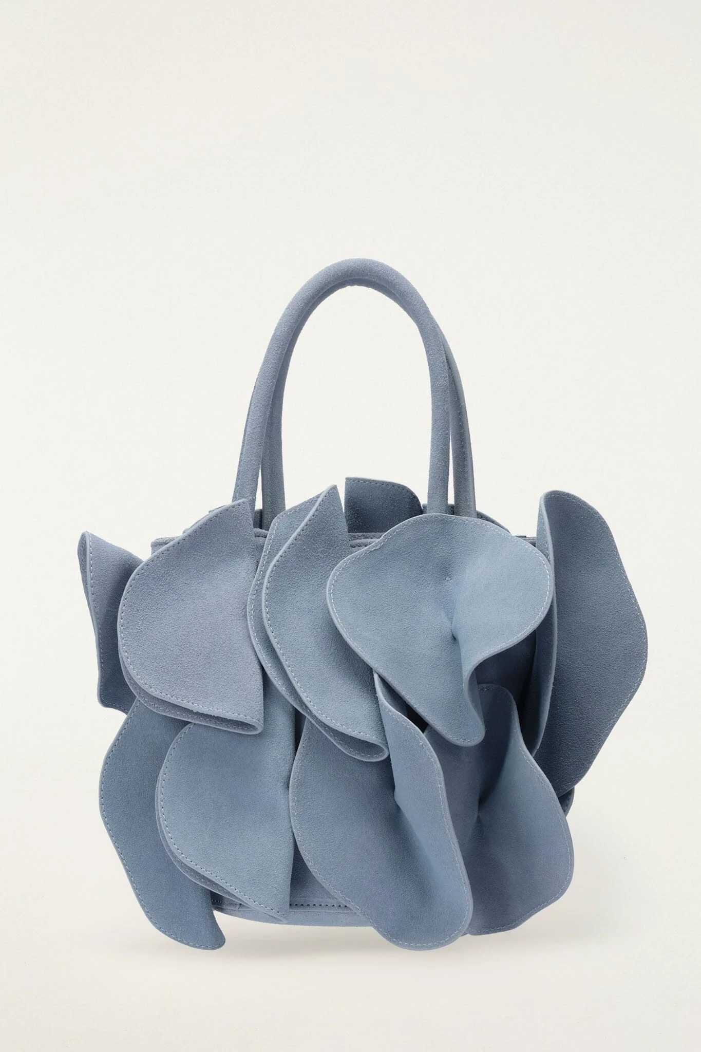Light Blue Suede Flower Handbag