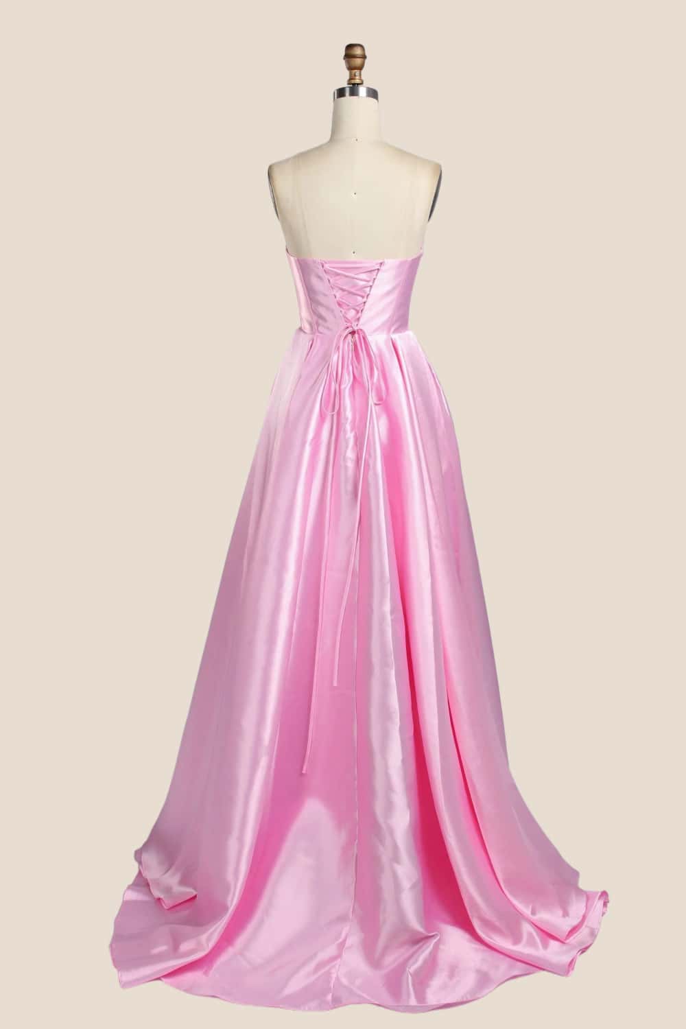 Cowl Neck Pink Satin A-line Formal Dress