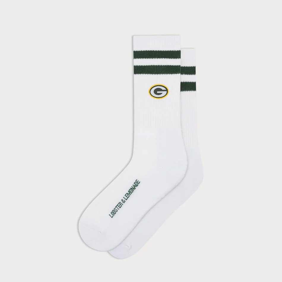 Green Bay Packers L&L '90 Classics NFL Crew Socks White