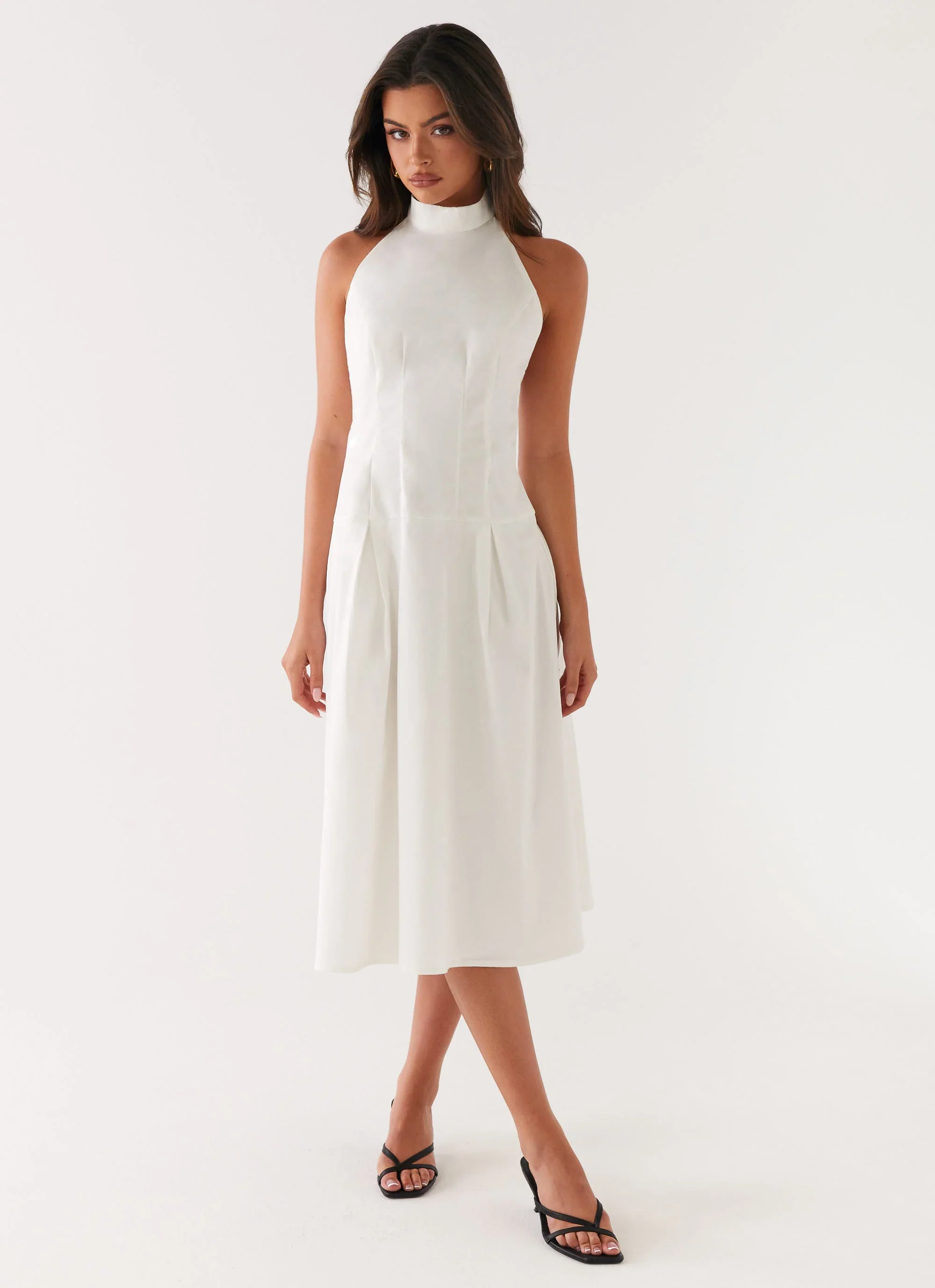 Calla Halter Midi Dress - White