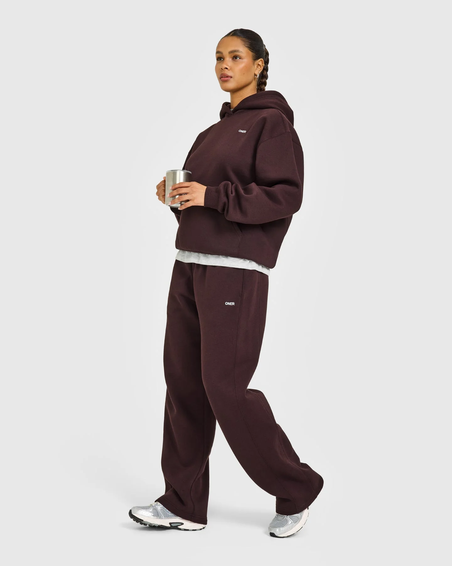 Foundations Hoodie with Grey Logo | Plum Brown