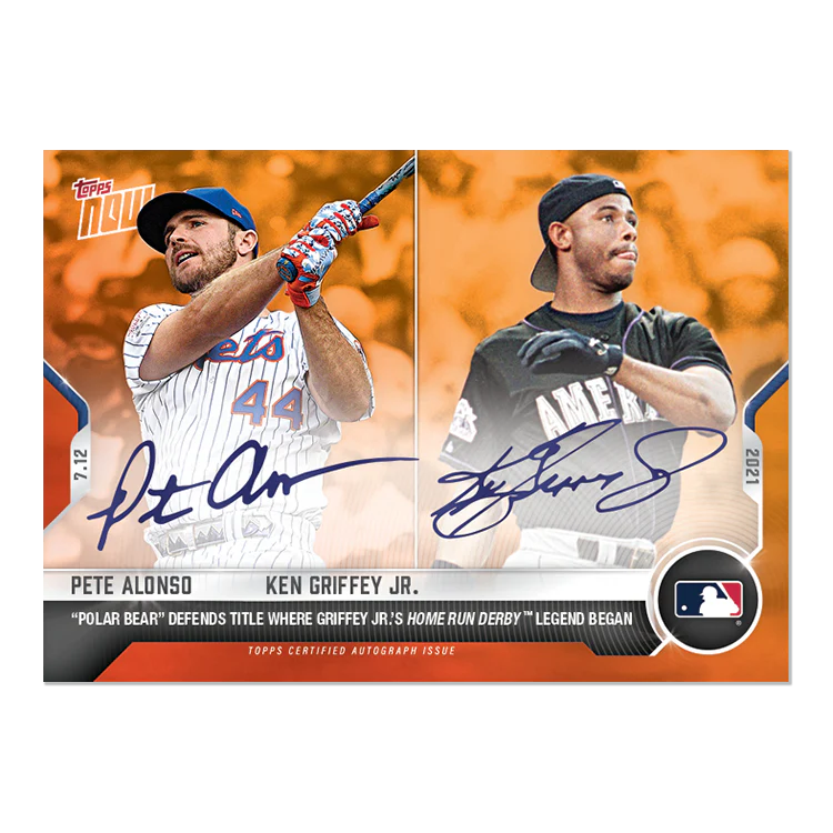 On-Card Auto # to 5 - Pete Alonso / Ken Griffey Jr. - 2021 MLB TOPPS NOW® Card 505C