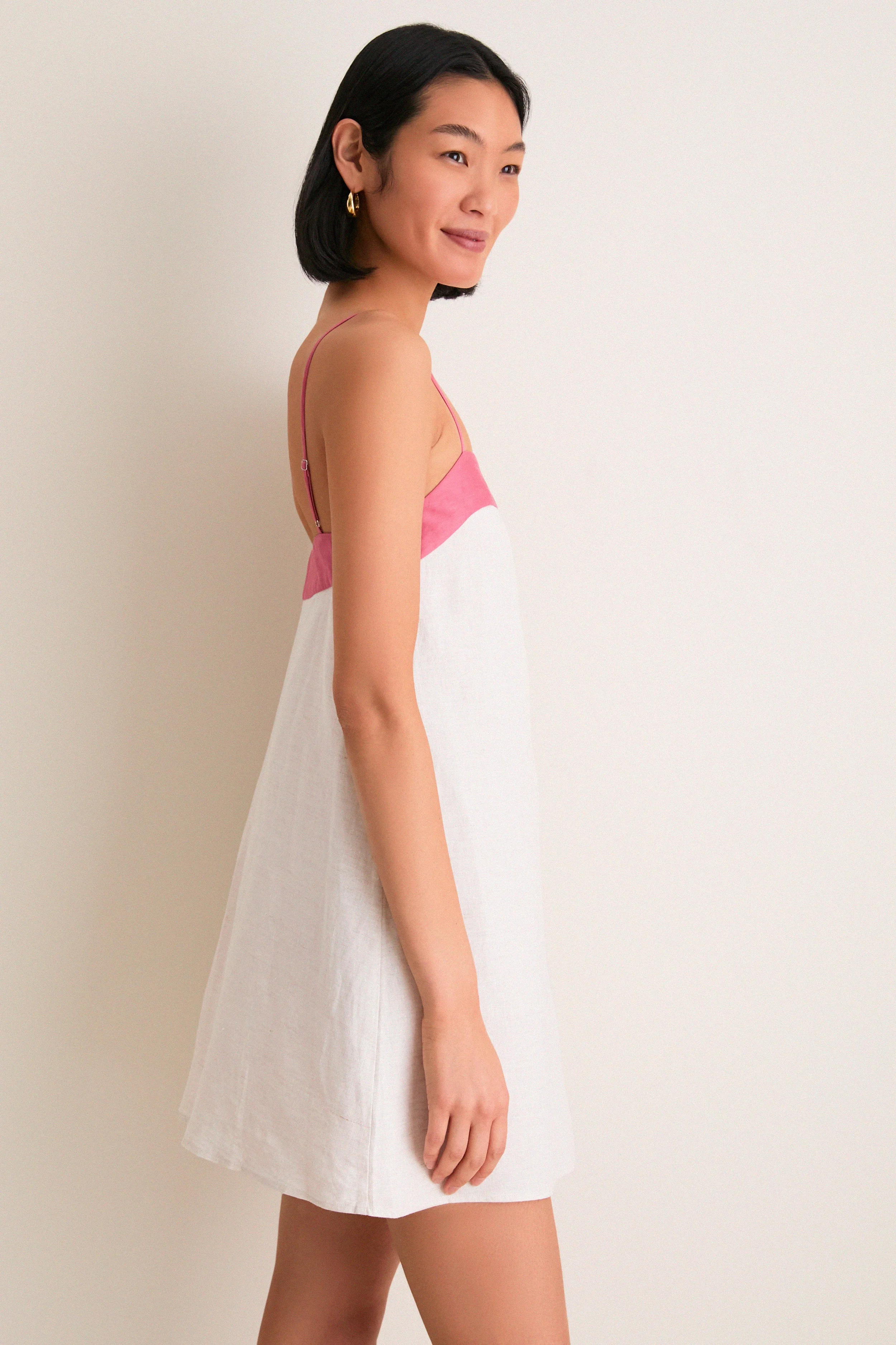 Blush and Canyon Linen Laura Mini Dress