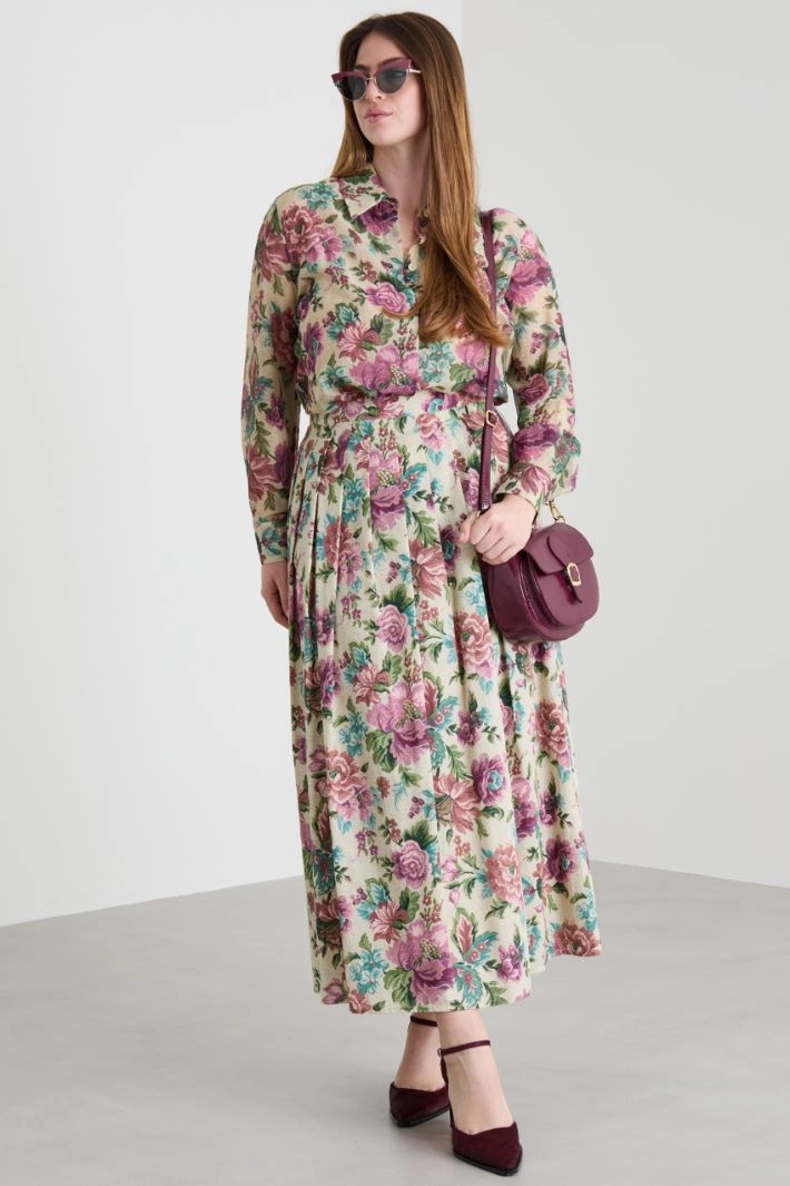 Cotton and silk voile tunic - PINK GREEN