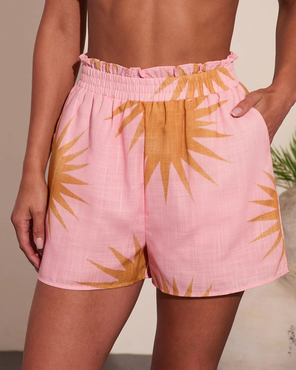 Sunny State Sunburst Print Linen Shorts