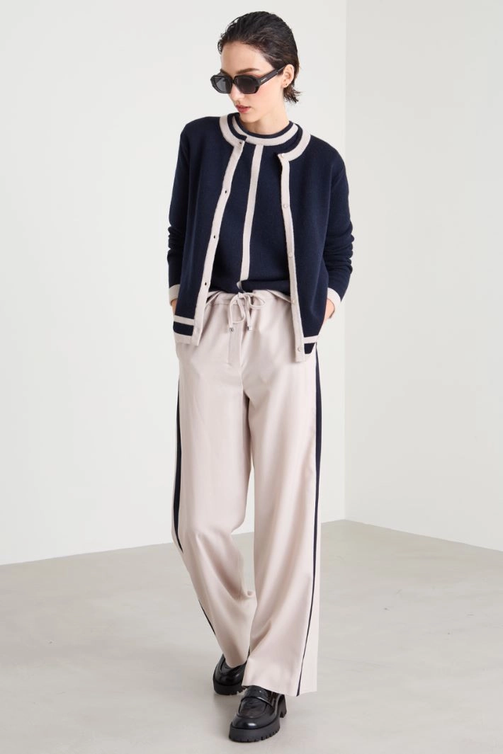 Wool cardigan with intarsia - NIGHT BLUE