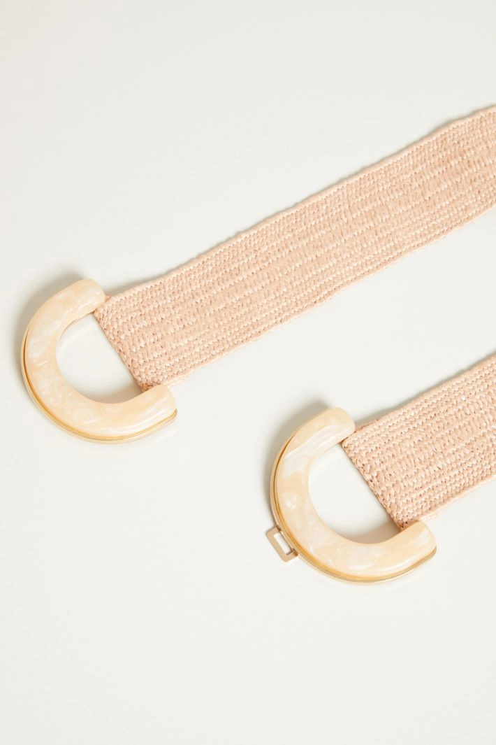 Raffia-effect belt - PINK
